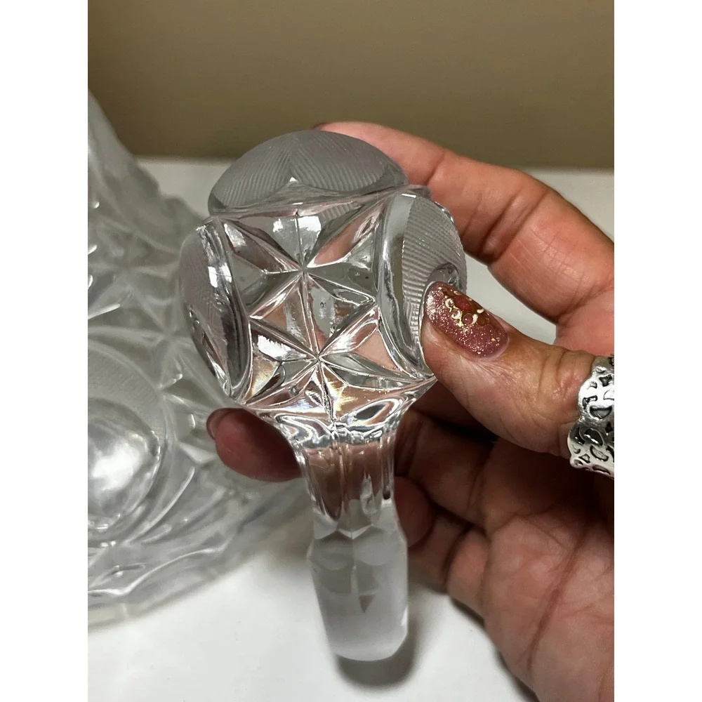 Vintage L.E. Smith Moon Stars Clear Glass Decanter Stopper Heavy 4.7 Lb MCM